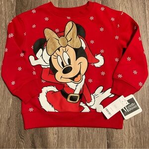 Carter's Disney Girls Red Christmas Minnie Mouse Sweatshirt Pullover Size 4T NEW